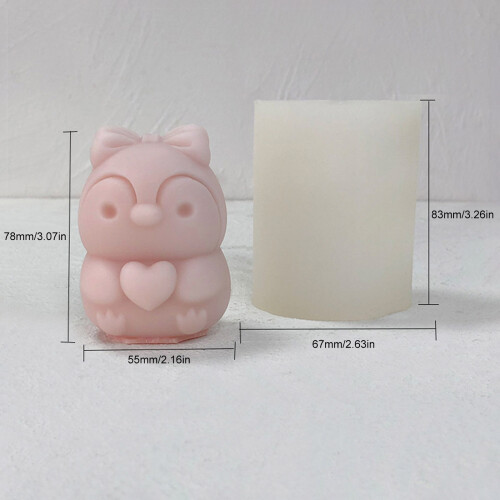 3D Love Penguins Kerzenform Tier Silikonformen Gussformen 2