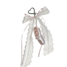 Pearls Lace Bowknot Charm for Bags With Strawberry Accent-Pink