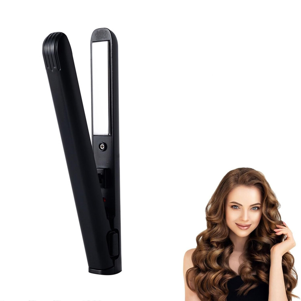 Black Mini Straighteners For Short Hair Dualpurpose Curling Iron Portable Curling Wand Travel Straightener Lowpower