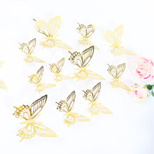 Stickers papillons métalliques, décoration murale papillons 3D, papillons ajourés, autocollants muraux amovibles pour fêtes à thème et
