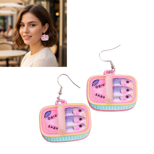 Boucles d'oreilles créatives en étain de Sardine, boucles 1