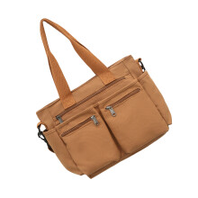 Damen-Schultertasche aus Segeltuch mit geräumigen Fächern,-braun