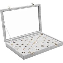 Schmuckvitrine mit transparentem Deckel, Ohrring-Organizer-Tablett, Samt-Schubladeneinsatz zur Aufbewahrung von Ringsteckern, Schmuckaufbewahrungsbox