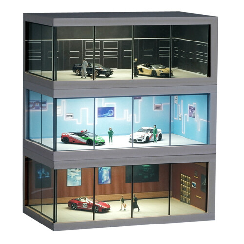 Vitrine voor modelauto, modelauto met LED-licht-Donkerbruin 2
