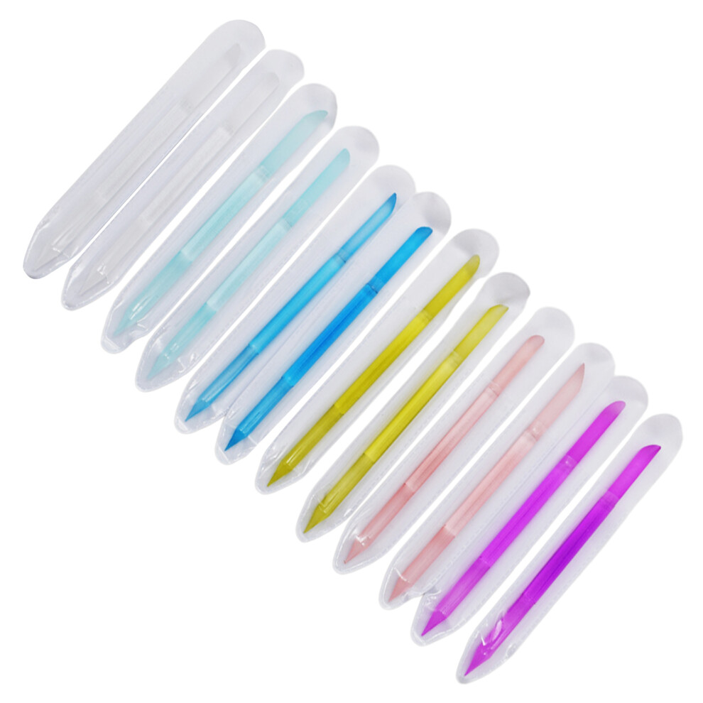 12Pcs Glass Cuticle Pusher Manicure Stick Double Sided Cuticle