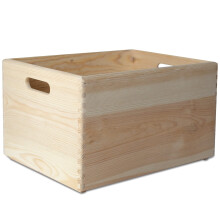 Unfinished Pine Wood Box with Round Edges, Quality Craftsmanship Portable Design Storage Crate for Crafts Toys Keepsakes, Versatile Application Wooden