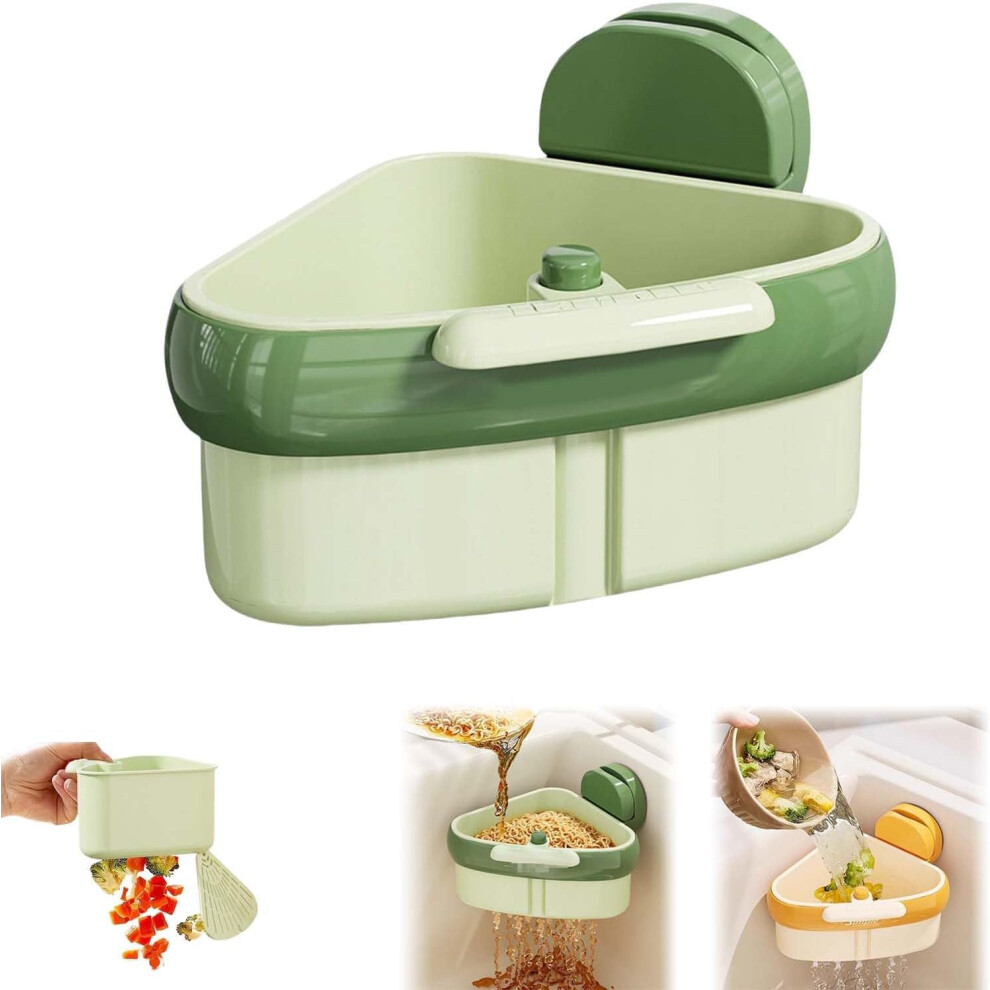 Sink Strainer Basket Automatic Dumping Sink Strainer Suction Cup Corner Rack Faucet Sponge Storage Green 2025 Upgraded 9323874414713