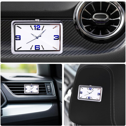 Car Dashboard Clock with Clear Time Display, Waterproof Stainless Steel Air Vent Mount 1