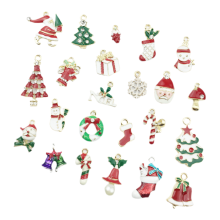 Création de bijoux DIY sur le thème de Noël : pendentifs et boucles d'oreilles en alliage émaillé au design mignon, pour des créations