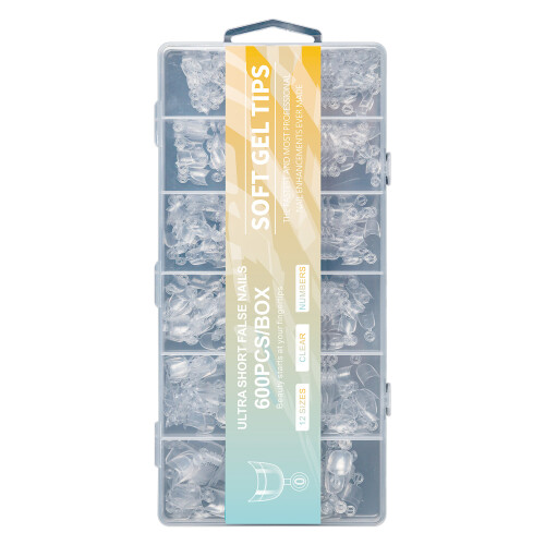 600x Clear Nail Tips for Acrylic Nails Short Half Cover-style2