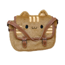 Damen-Umhängetasche mit Katzenmotiv, trendige Handtasche,-Khaki