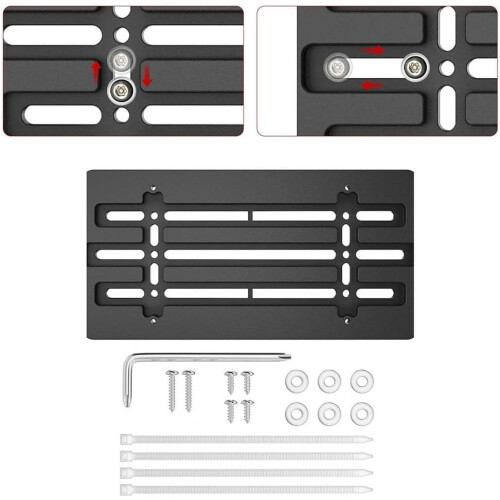 Front License Plate Bracket with Screws and Wrench, Fits Standard Plates, Rust Resistant 1