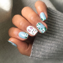 24 Stück frühlingsinspirierte Kaninchen- und Blumen-Acrylnägel