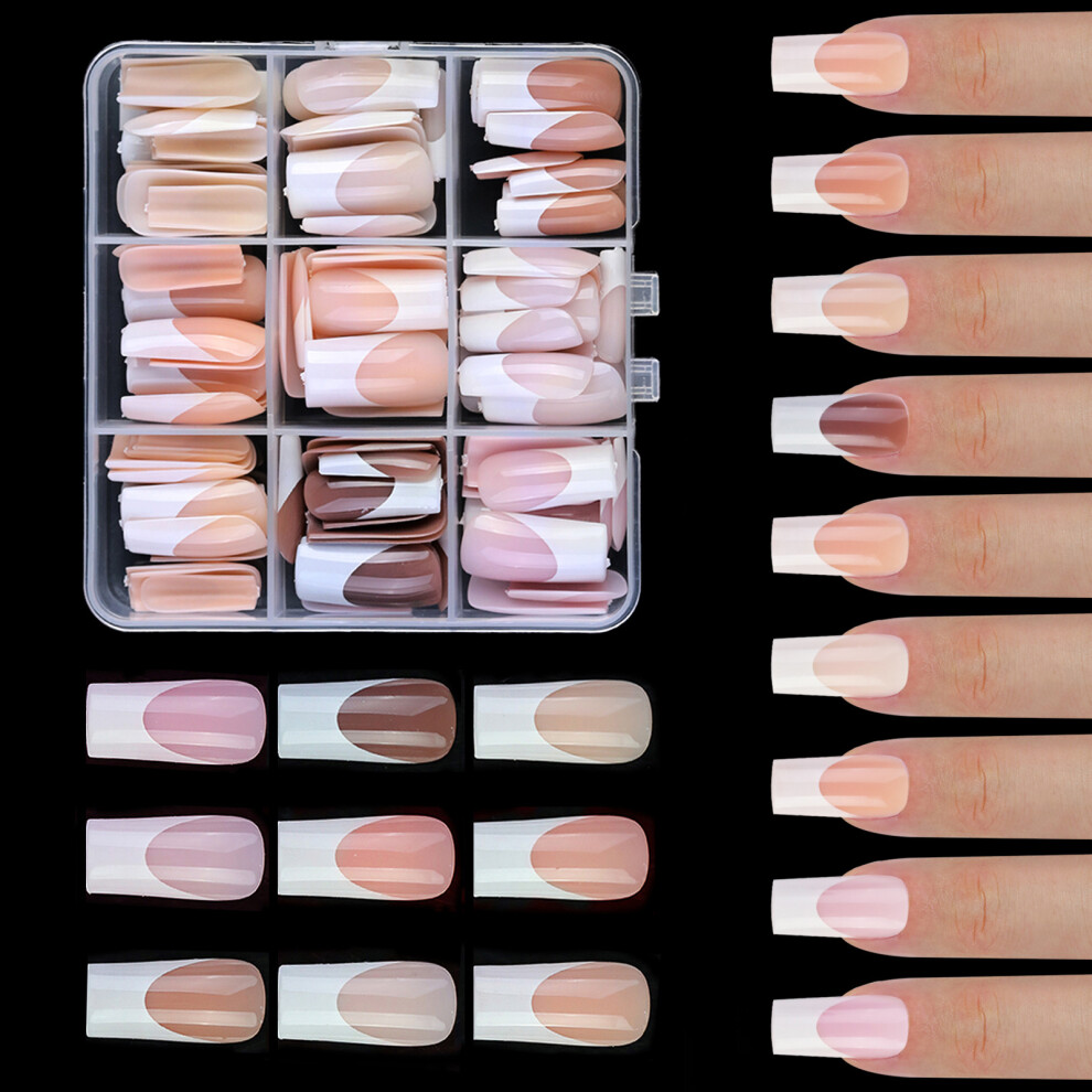 French Tip False Nails Long Press on Nails Wearable-style09