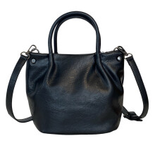 PU Leather Shoulder Bag Delicate Crossbody Purse Bucket-Black