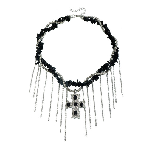 Collier pendentif croix noires Chic, glands gothiques, Design,