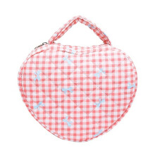 Reisefreundliche Kosmetiktasche mit Blumenmuster,-Rotes Gitter