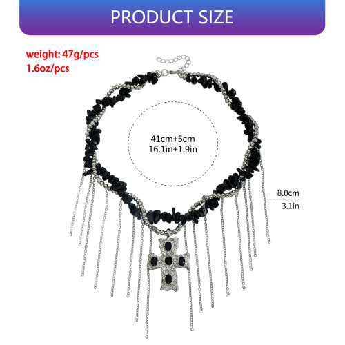 Collier pendentif croix noires Chic, glands gothiques, Design, 2