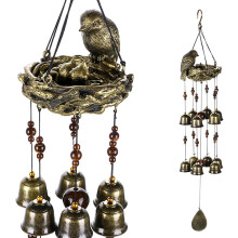 Sinos de Vento para Decoração de Jardim Externo, Sinos de Vento Antigos com 12 Sinos em Liga de Cobre para Pendurar em Quintal ou Jardim Externo,