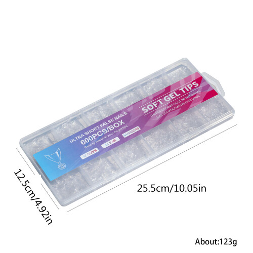 600 Pcs Soft Gels Tips False Nails Tips Short Half Cover-style4 1