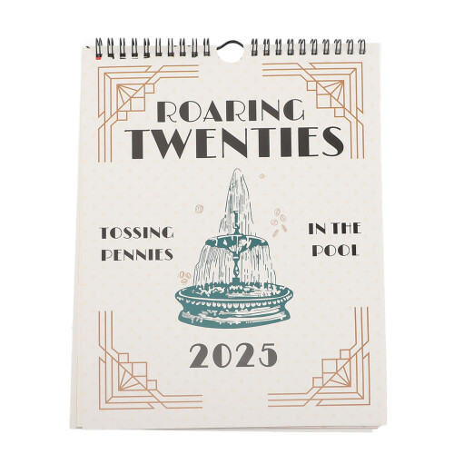 Kalender 2025, Retro-Muster, Monatsplaner,
