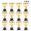 12 trofei mini in dorati con base nera per 8