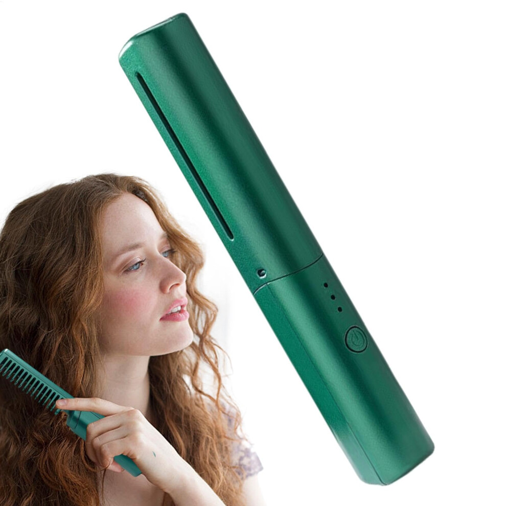 Brush Straightener For Women Cordless Portable Hair Straightening Brush Green Styling Comb Hot Brush