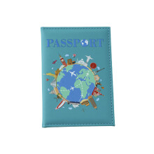 Reisepasshülle aus PU-Leder mit Farbdruck, globale-Seeblau