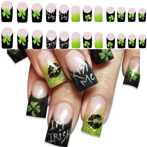 Faux ongles à pression pour la Saint-Patrick, colle sur les 1