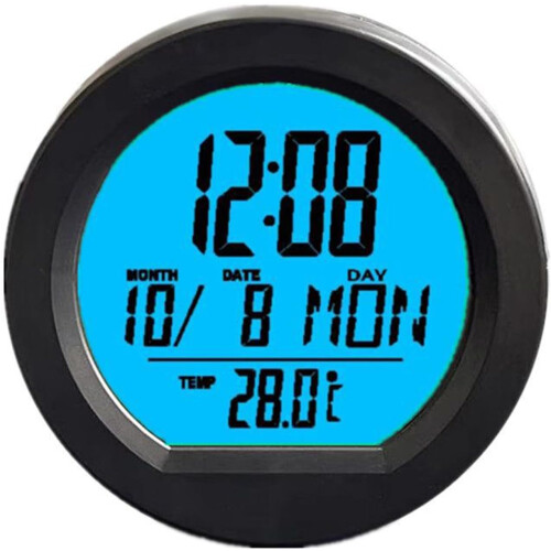 Solar Powered Car Clock with Temperature, Date and Week Display for Automotive Dashboard 2