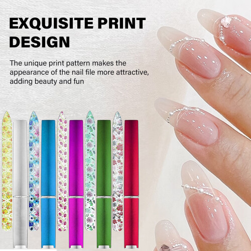 5Pcs Glass Nail File with Case Double Sided Crystal Fingernail 1
