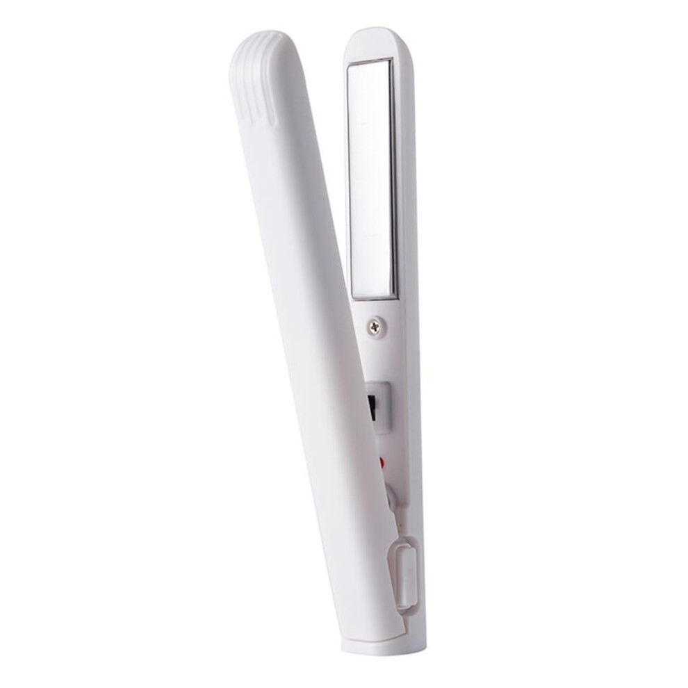 White Mini Dualpurpose Curling Iron 2In1 Hair Straightener And Curler Usb Plugin Travel Size