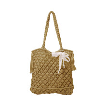 Strandtas voor dames Geweven onderarmtas-Kaki linthanger