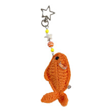 Porte-clés en poisson crocheté à la main, sangle de-Orange