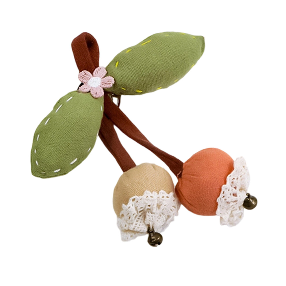 Handcraft Fabric Hawthorn Cherrys Brooch Natural Fruit-Apricot