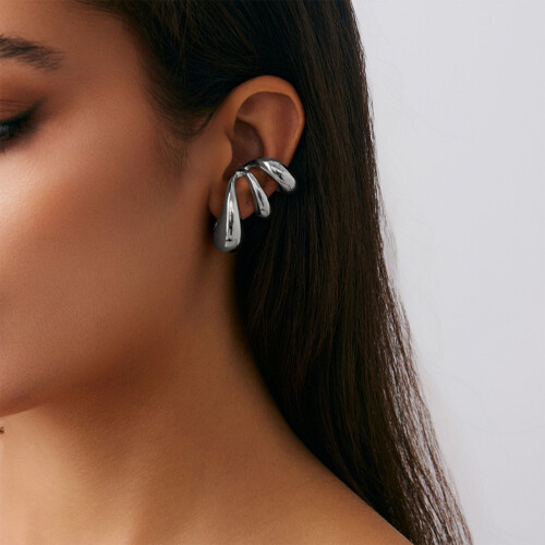 Lightweight Alloy Clip On Earrings Multi Layer-white k 6459 2