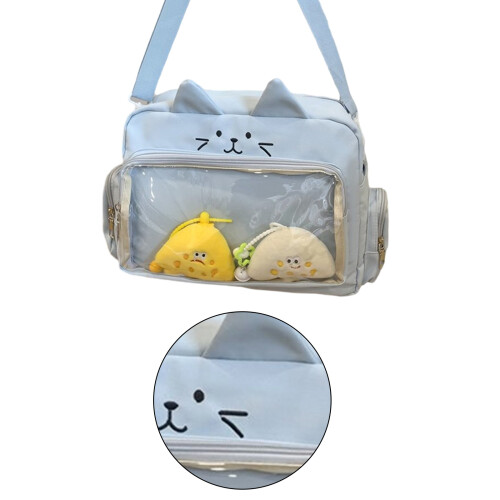 Practical Ita Bag Crossbody Pack Nylon Shoulder Bag Large-Blue
