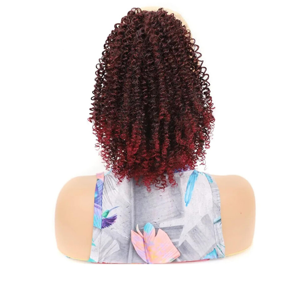 Unisex Black Ponytail Hair Extension Synthetic Clipin Afro Kinky Curly 10 Inches