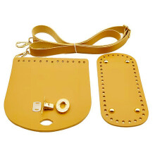 Gehaakte tas Crafting Kit PU lederen basis met metalen gesp-Geel