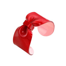 Glossy Resin Statement Bracelet with Playful Bowknot Design-Red