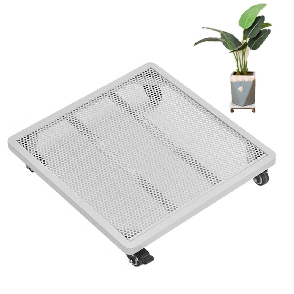 Heavy Duty Metal Plant Caddy With Casters Square Dolly Indoor Outdoor Use 380 Lb Capacity 35 Cm White 9067246296407