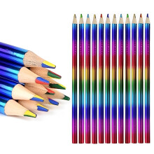 12Stück Regenbogen Buntstifte, 4in1Farben Regenbogenstift Bleistifte Kinder Deko Set, Bunte Bleistifte Malen Zeichnen Geburtstag für Kinder
