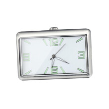 Luminous Car Dashboard Clock with SelfAdhesive Mount, Mini Quartz Analog, Silver Rectangular