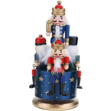Decor de Crăciun cu noroc și protecție, cutie muzicală rotativă cu mecanism de spărgător de nuci, figurine din lemn de spărgător de nuci
