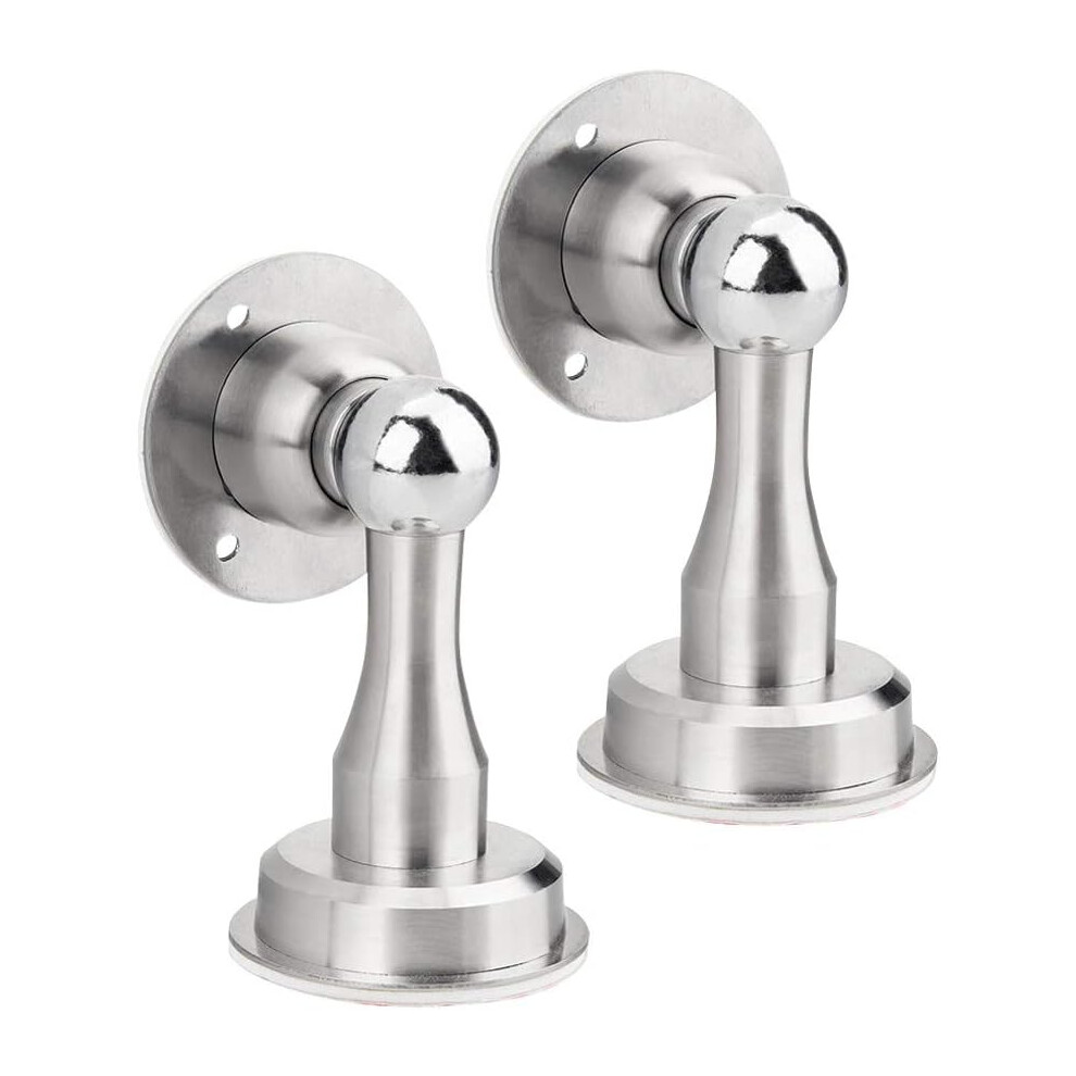 Magnetic Door Stopper, Heavy Duty Stainless Steel Door Catch With Strong Magnetic Closure, Two Installation Ways Using 3M Adhesive Tape Or Screws, Wal 9198585893061