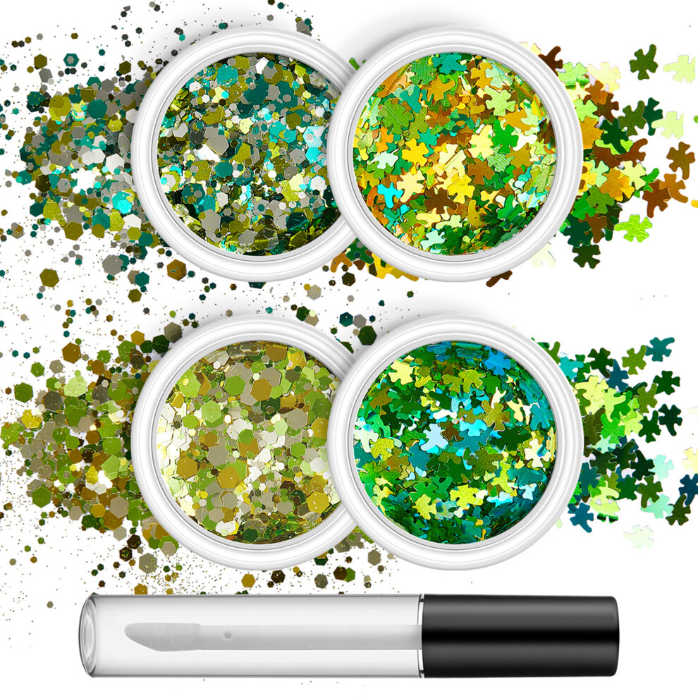 4 Box Holographic Nail Glitter Sequins Set Glitters-Set of 14