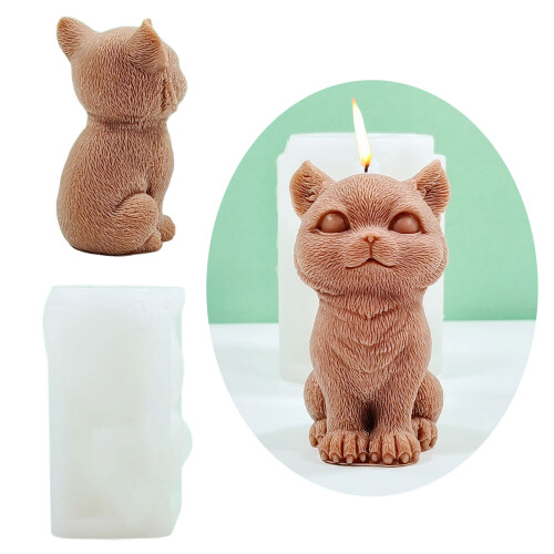 Moules à bougies en forme de chat, en Silicone, pour décorations 1