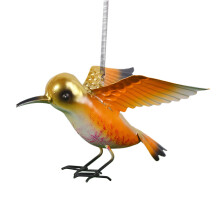 Kleine Vogelstatue aus Metall, 3D-Vogelskulptur aus-Orange
