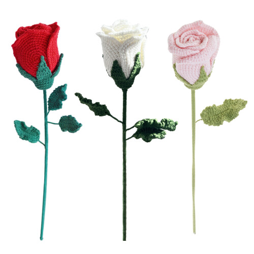 Elegante Simulationsrose, gestrickte Rose für-Rot 1