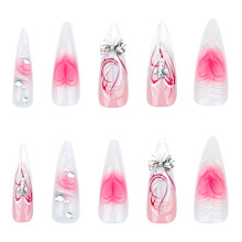 24 Stück Stilettos Fake Nail Mandel Press on Nail Falsche